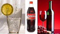 Drinks, for
                    example lemon water, coca cola, or red wine