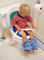Diarrh�e (ici
              un enfant sur la toilette) devrait �tre trait�e
              diff�remment en fonction du groupe sanguin parce que les
              sensibilit�s sont diff�rentes