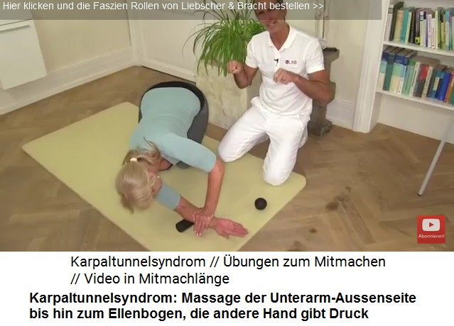 Massage gegen
                  Karpaltunnelsyndrom 3c: Die Massage der
                  Ellenbogen-Aussenseite erreicht bald den Ellenbogen,
                  die andere Hand greift jeweils nach und gibt Druck von
                  oben
