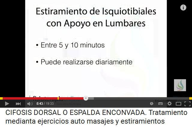 Ejercicio 4, estiramiento,
                    texto "Estiramiento de isquiotibiales con apoyo
                    en lumbares", 5 a 10 minutos