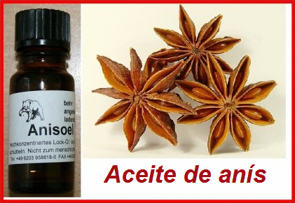 Aceite de ans (aqu el
                        ans estrellado) altamente concentrado es una
                        feromona contra peces - no para el uso humano
