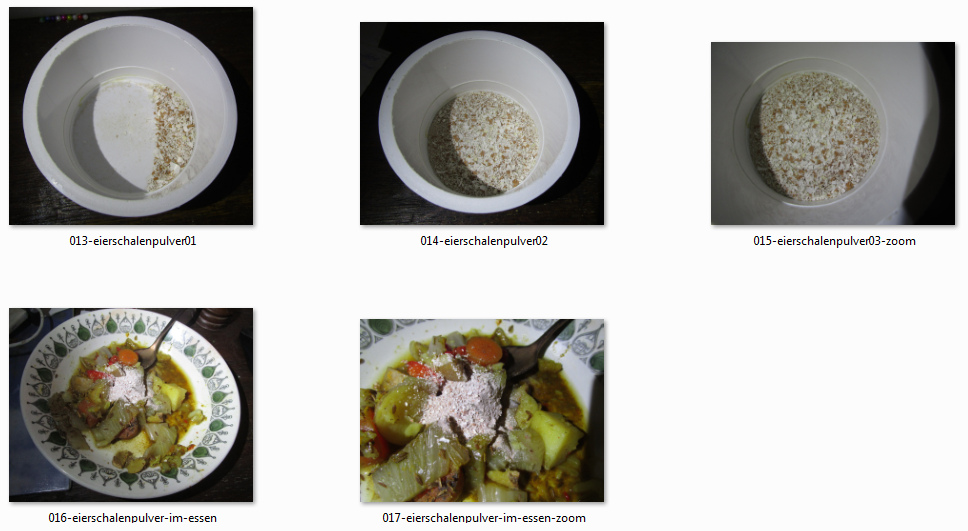 Photo collective 03:
                Pondre la poudre de coquille d’�uf dans la nourriture