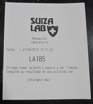 My number in "Suiza Lab" of Sept.
                        21, 2015 on 17:11pm