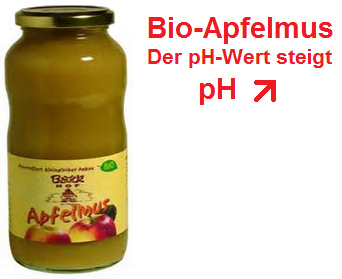 Bio-Apfelmus, der pH-Wert steigt