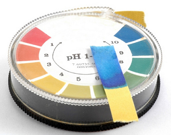 Test pH avec une �chelle gradu�
                            en forme d'un cercle