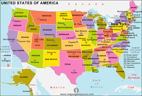 Karte der kriminellen
                    "USA" mit New York