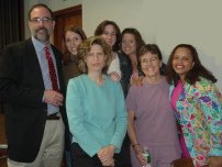 Dr.
                          Peter D'Adamo with his nurses in his clinic in
                          Wilton near New York