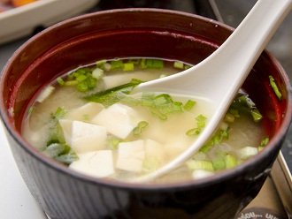 Miso
                    soup with tofu and chives