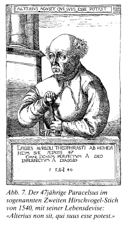 Paracelsus-Portrait, Stich von
                            Hirschvogel 1540