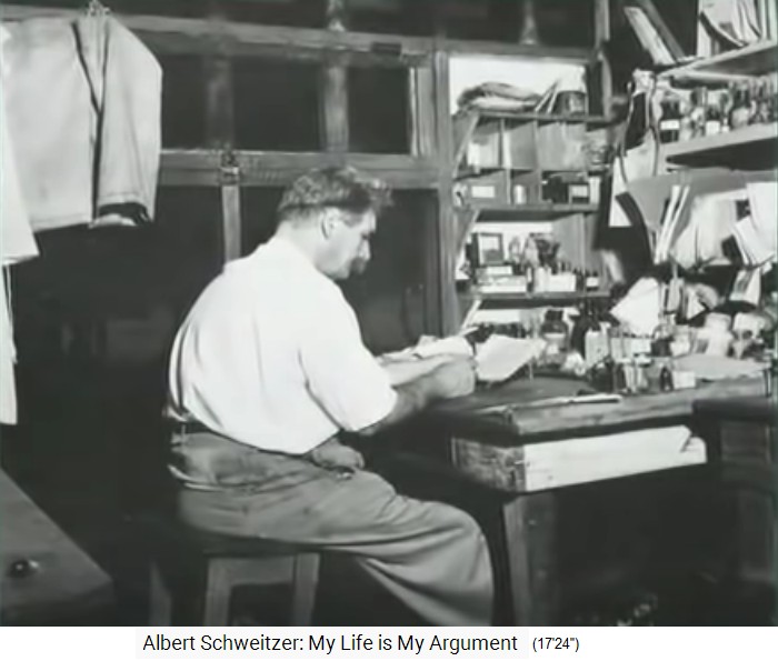 Lambarene, Albert Schweitzer am Tisch