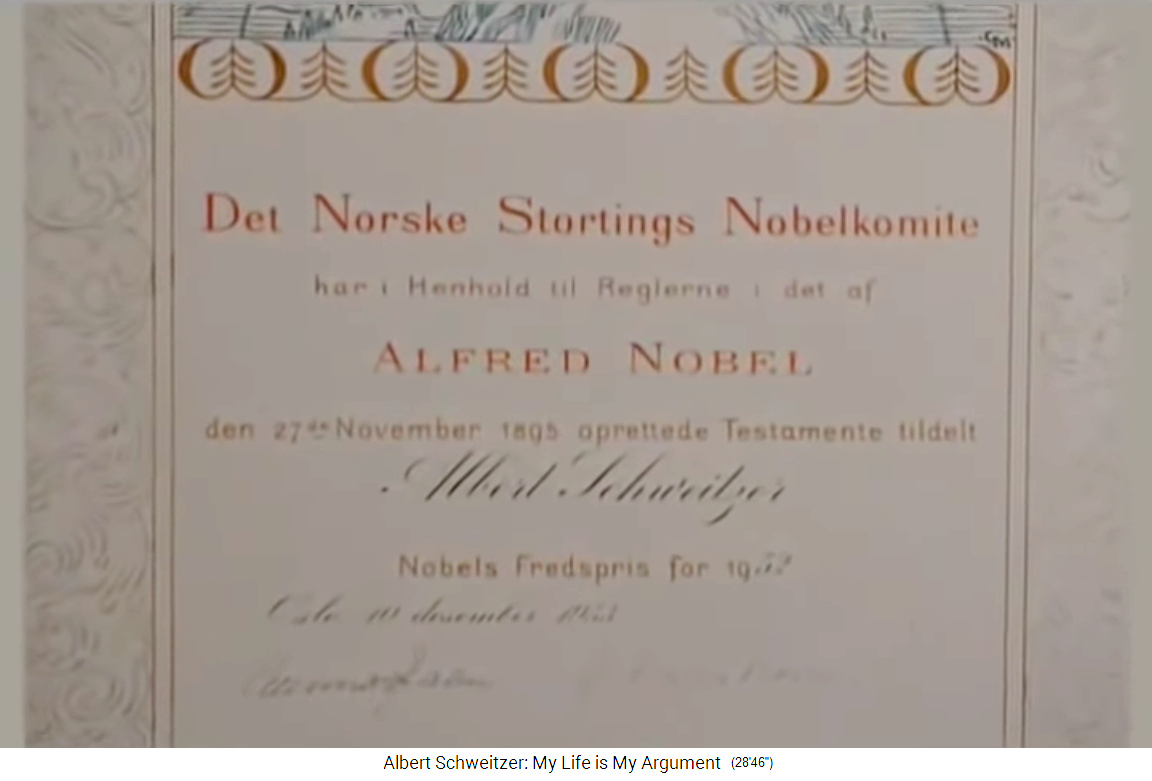 Die Urkunde des
                    Friedensnobelpreis für Albert Schweitzer 1952