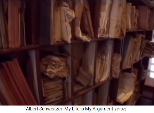 Albert-Schweitzer-Archiv mit
                    Zeitungsartikeln gegen Atomtests