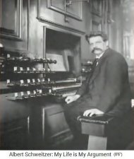 Albert
                    Schweitzer an einer Orgel
