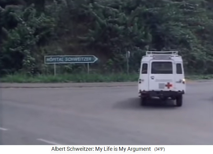 Der Wegweiser
                    zum Spitaldorf Lambarene "H�pital
                    Schweitzer"
