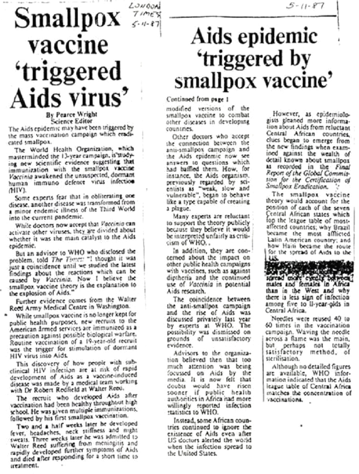 Pockenimpfung am 24.5.2022:
                    provoziert AIDS - 2 Artikel