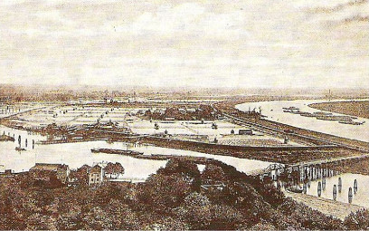 Das Filtrierwerk der Wasserversorgung
                            ("Wasserkunst") Hamburg auf der
                            Elbinsel Kaltehofe, er�ffnet im Jahre 1893