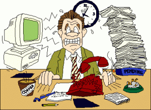 Stress
                          im B�ro, Karikatur
