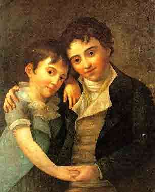 W.A.Mozarts Kinder: Franz Xaver Wolfgang
                        (links) und Karl Thomas (rechts)
