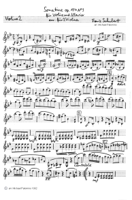 Schubert: sonatina for violin and
                              piano No. 3, first part, violin tutti part
                              (page 1)