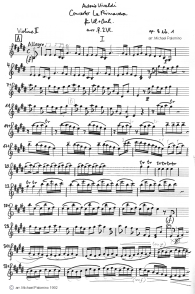 Vivaldi: concert for violin E major
                              (Spring), first part (Allegro), violin
                              tutti part (page 1)