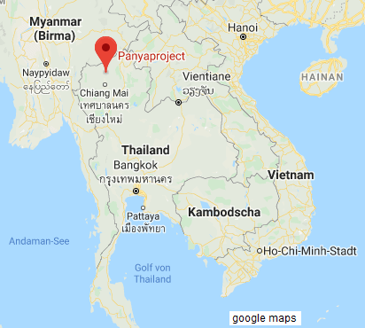 Karte von Thailand mit dem
                  Panya-Projekt bei Chian Mai