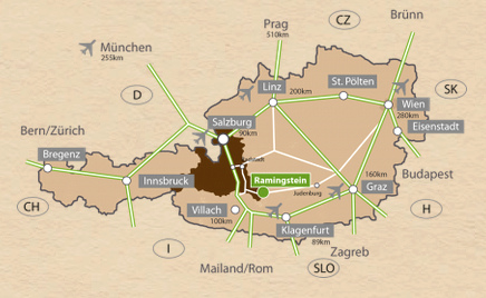 Mapa 01: Austria con Ramingstein cerca
                  de Salzburgo