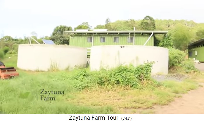 Zaytuna Farm (Australia), drinking water plant
                    with 44,000 gallons of water from the roof