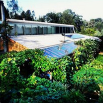Permakultur-Forschungsinstitut Melliodora: Das
                    Haupthaus mit seinem vertikalem Garten