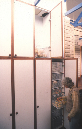 David Holmgren
                            "Retrosuburbia" architecture: Cool
                            ventilated cupboards in the kitchen