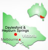 Map of Australia with Hepburn
                            Springs