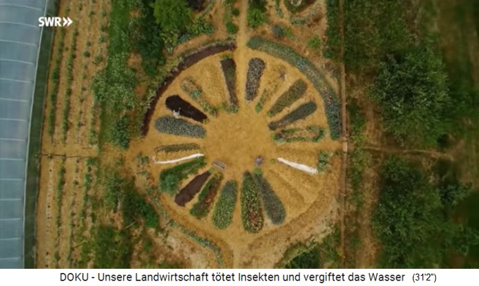 Le
                    Bec-Hellouin: Die Sicht auf das Mandalafeld mit den
                    H�gelbeeten von oben