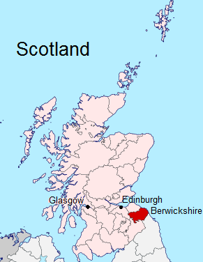 Map of Scotland with Berwickshire
              county at the English border