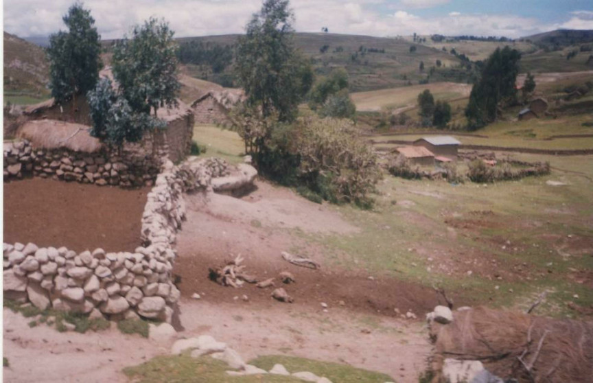 Hamlet with field walls, Millpo, Ayacucho
                region, Peru