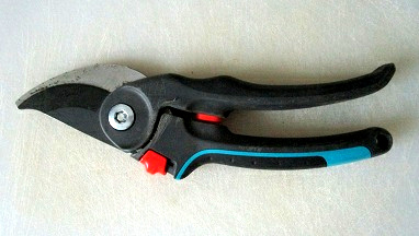 Baumschere von Gardena mit der
                        schwarzen Klinge oben