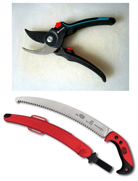 Baumschere von
                              Gardena und Baums�ge mit Halfter von
                              Felco