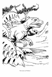 Dinosaurier:
Tarbosaurier / Tarbosaurus am Waldrand Dinosaurier: Tarbosaurier / Tarbosaurus
am Waldrand