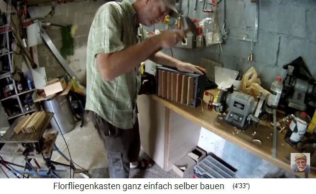 Florfliegenkasten selber bauen 05, die letzte
                      Lamelle wird genagelt