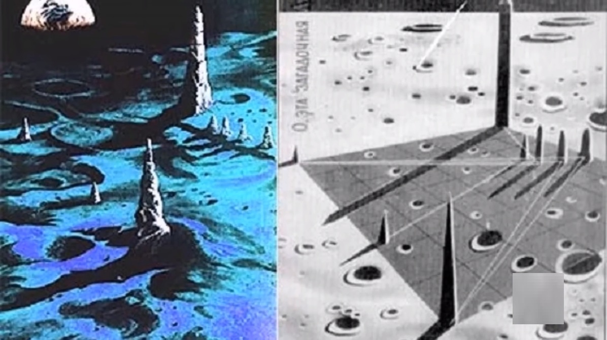 Obelisken auf dem FAKE-Mond: Die Anordnung in
                      der Mitte ist wie die Pyramiden von Gizeh
