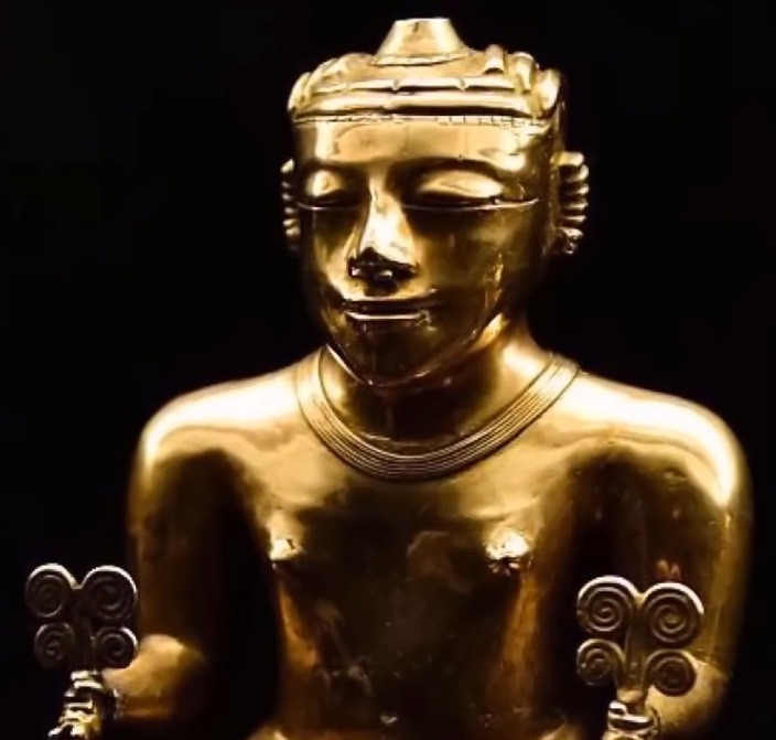 Peuples autochtones de Colombie, statue
                      en or