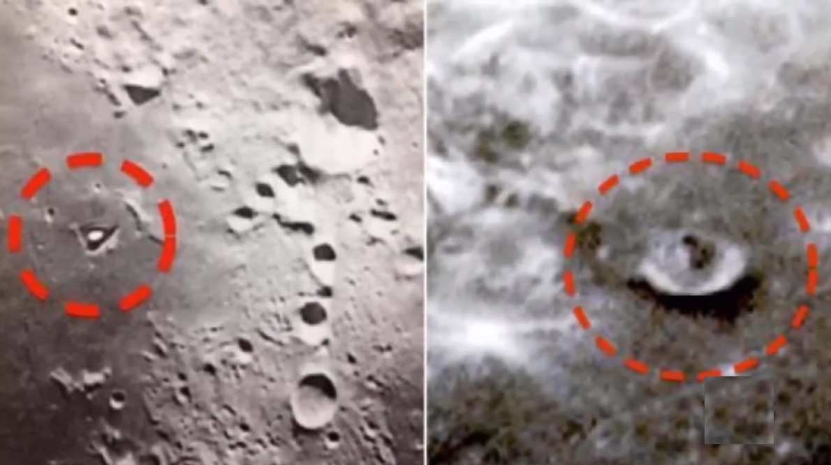 Surface lunaire
                      FAUSSE avec des b�timents en triangle et comme
                      toupie