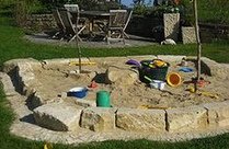 Sandkasten mit Trockenmauer 1 Lage