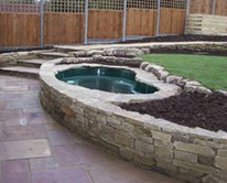 Dry-stone wall with integrated swimming pool
                  02