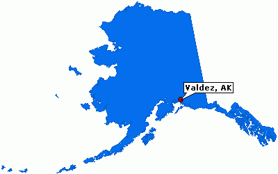 Karte
                        von Alaska mit Valdez
