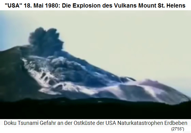 Die Explosion am Vulkan Mount Saint Helens
                      von 1980 mit einer Stein- und Schlammlawine