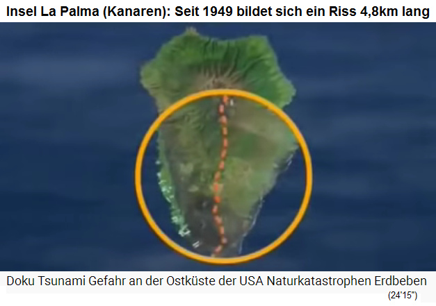 Insel La Palma: Der Riss entlang der
                        Vulkankette "Cumbre Vieja" ist 4,8km
                        lang