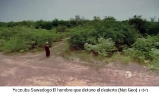 Yacouba
                            Sawadogo walking to his forest in Gourga,
                            Burkina Faso