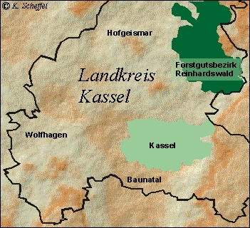Map
                        with position of Rheinhard Forest
                        (Reinhardswald)