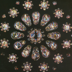 Chartres, roseta del oeste con la
                                historia del Juicio Final