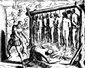 El hombre
                              blanco destruyendo culturas de m�ndalas:
                              personas de culturas primarias colgadas