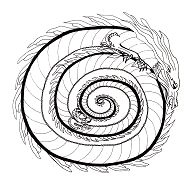El drag�n de fuego en forma de una
                            espiral